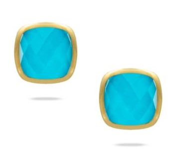 Gold, Quartz, and Turquoise St. Barths Stud Earrings from Doves by Doron Paloma