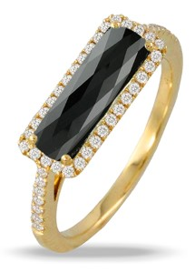 Doves by Doran Paloma’s Gatsby Fashion Ring with Onyx, Diamonds, and Yellow Gold